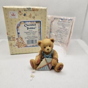 New Cherished Teddies Figurine MARK March boy bear kite 1993 Friendship air